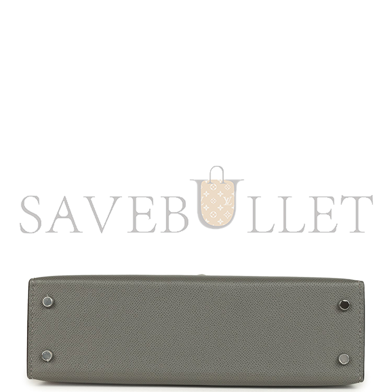 HERMÈS MASTER MINI KELLY SELLIER GRIS MEYER MADAME AND FICELLE SHINY ALLIGATOR TOUCH PALLADIUM HARDWARE (19*12*5.5cm) 